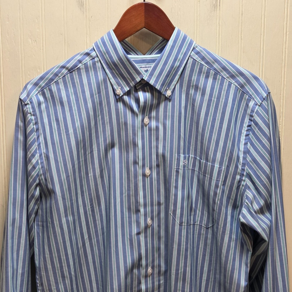 Southern Tide Shirt Mens Medium Blue Stripe Long Sleeve Trim Fit Button-Down